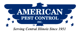 Logo of American Pest Control featuring a blue eagle shape with stars and the text “Serving Central Illinois Since 1951” underneath.