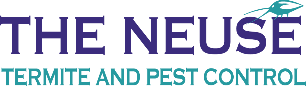 Logo for "The Neuse Termite and Pest Control" with a teal insect graphic above the word "NEUSE." "THE NEUSE" is in large purple letters; "TERMITE AND PEST CONTROL" is in smaller teal letters below.